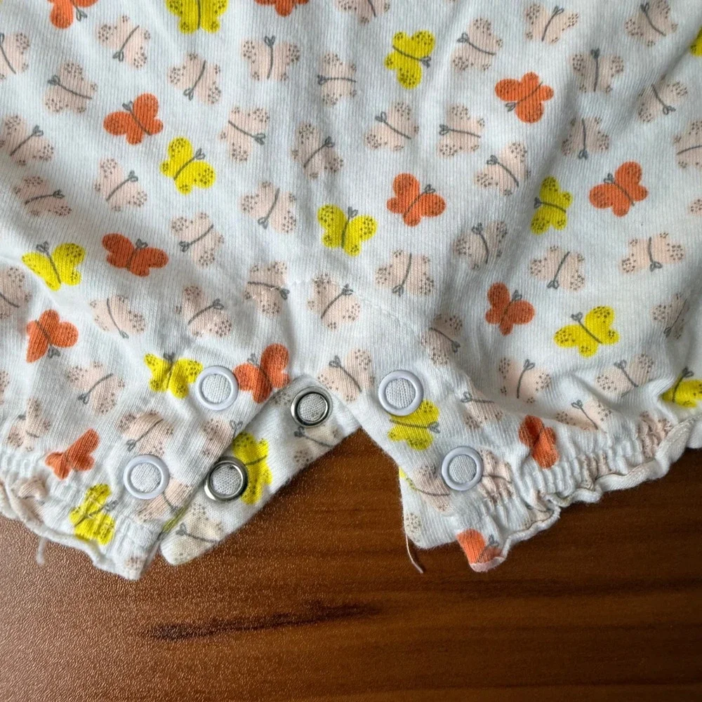 Carters Just One You Baby Girls Romper Lot 2pc 9M Pineapple Butterfly Pink White